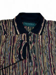 Rare! 90s Tundra Polo Strickpullover 3D Knit Pattern Made In Canada Erdtöne Bunt L