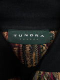 Rare! 90s Tundra Polo Strickpullover 3D Knit Pattern Made In Canada Erdtöne Bunt L