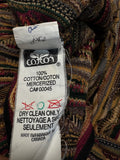 Rare! 90s Tundra Polo Strickpullover 3D Knit Pattern Made In Canada Erdtöne Bunt L