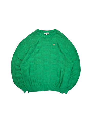 90s Lacoste Strickpullover Textured Knit Made In France Grün L-XL