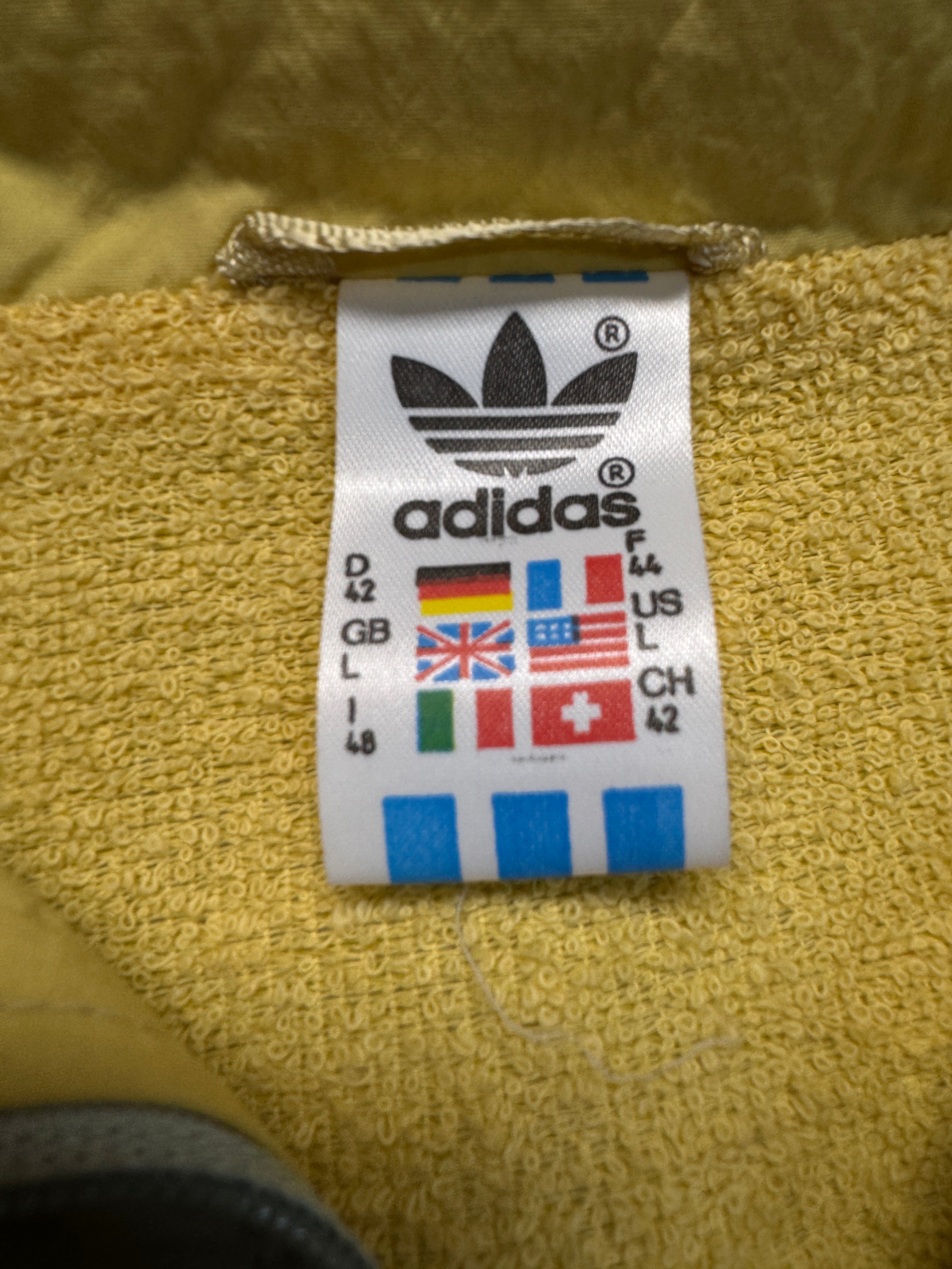 80s Adidas Damen Skianzug Deadstock Made In West Germany Frottee Futter Grau Gelb D42 L