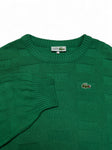 90s Lacoste Strickpullover Textured Knit Made In France Grün L-XL