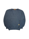 80s Yves Saint Laurent Strickpullover V-Ausschnitt Mit Alpaka Dunkelblau/Grau M-L