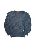 80s Yves Saint Laurent Strickpullover V-Ausschnitt Mit Alpaka Dunkelblau/Grau M-L