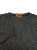 80s Yves Saint Laurent Strickpullover V-Ausschnitt Mit Alpaka Dunkelblau/Grau M-L