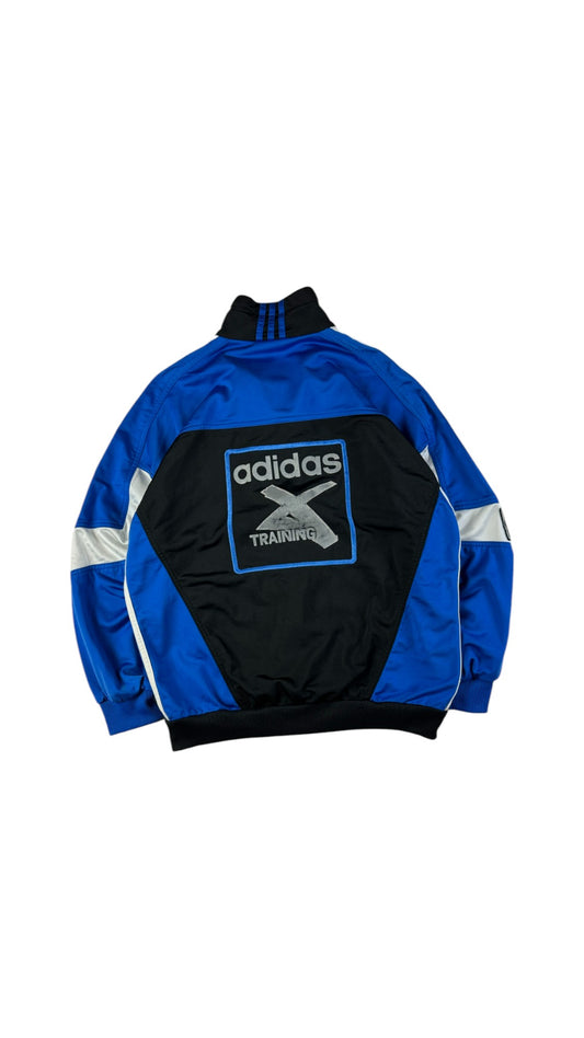 Vintage Adidas Sportjacke 90s Training Blau Schwarz D6 M