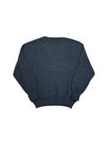 80s Yves Saint Laurent Strickpullover V-Ausschnitt Mit Alpaka Dunkelblau/Grau M-L