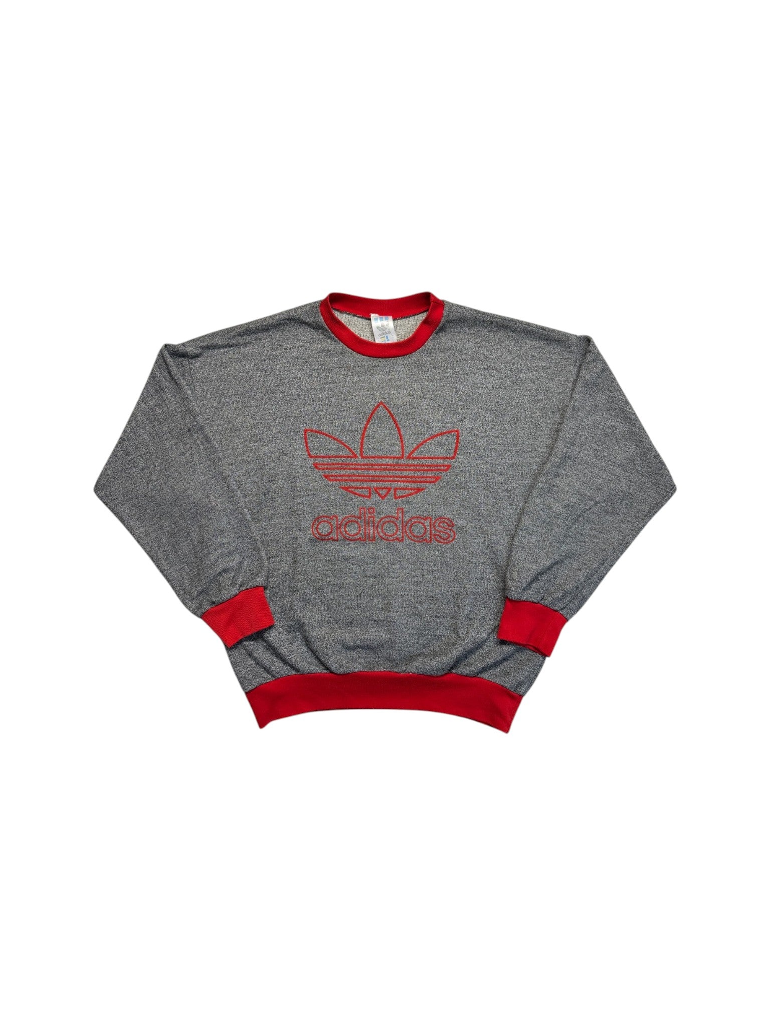 80s Adidas Sweatsuit Made In Singapore Grau Rot D7 L