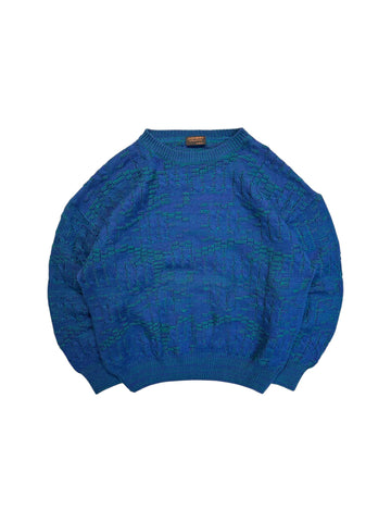 80s Yves Saint Laurent Strickpullover Wolle Lila/Blau Grün M
