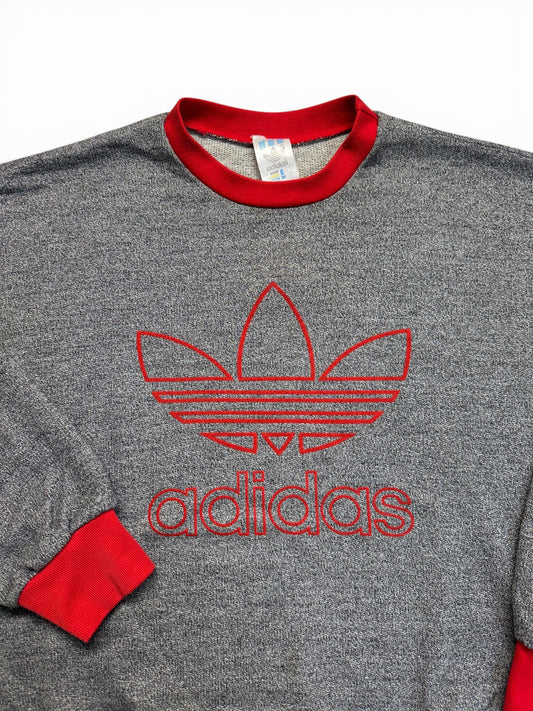 80s Adidas Sweatsuit Made In Singapore Grau Rot D7 L