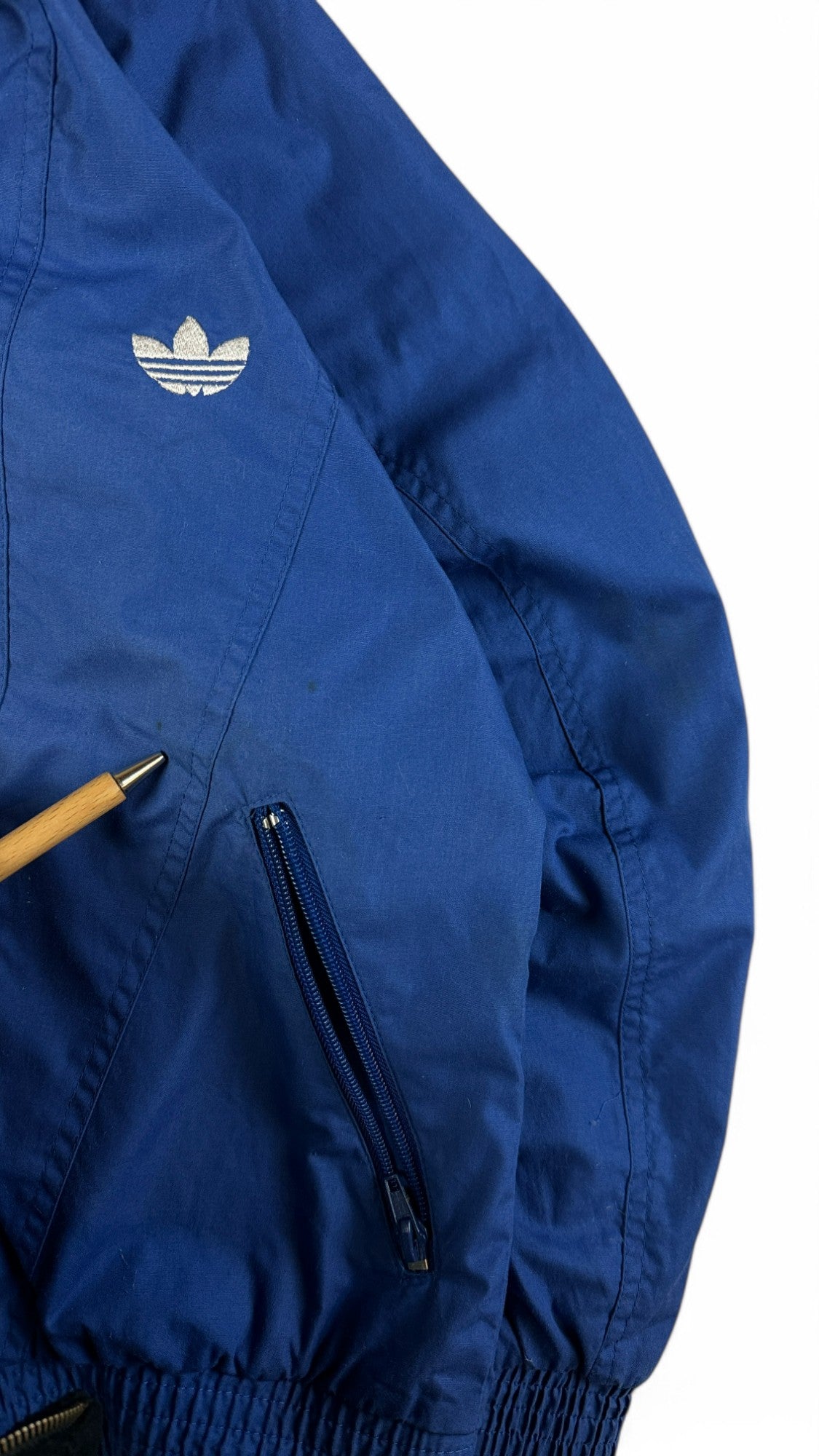 Vintage Adidas Sportjacke 80s Frottee Innenfutter Damen Blau D36 XS-S