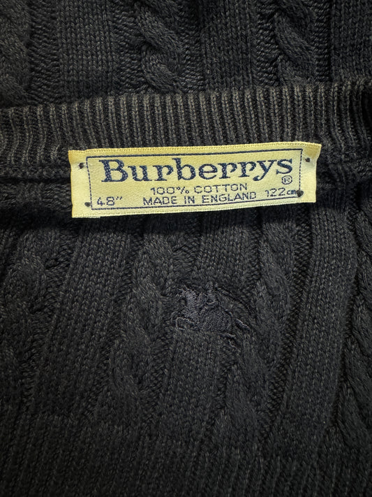 90s Burberrys Zopfstrickpullover Made In England Dunkelblau L-XL