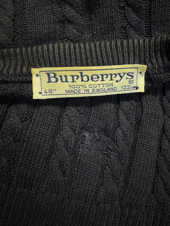 90s Burberrys Zopfstrickpullover Made In England Dunkelblau L-XL
