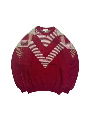 90s Lacoste Strickpullover Wolle Made In France Rot M-L