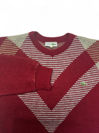 90s Lacoste Strickpullover Wolle Made In France Rot M-L