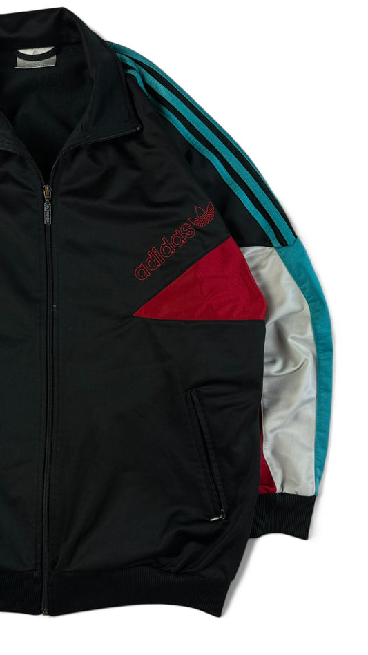 Vintage Adidas Sportjacke 90s Spellout Schwarz Rot D6 M-L