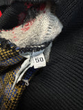 90s Carlo Colucci Strickpullover Abstract Pattern Mit Schurwolle Made In Germany Grau Bunt M-L