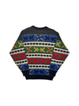 90s Carlo Colucci Strickpullover Abstract Pattern Mit Schurwolle Made In Germany Grau Bunt M-L