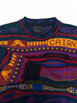 90s Emaroo By Hysport Strickpullover Abstract Wave 3D Pattern Schurwolle Made In Australia Bunt XS-S