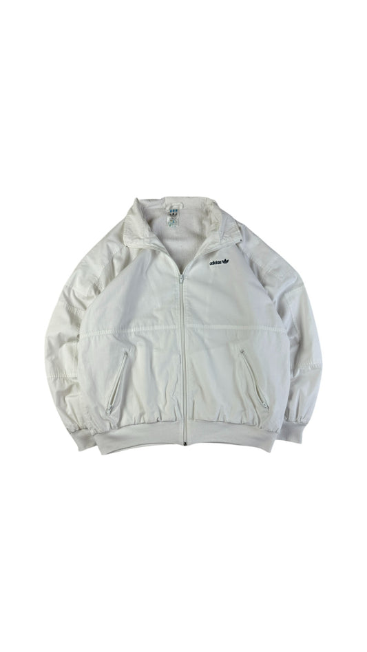 Vintage Adidas Sportjacke/Blouson 80s Frottee Innenfutter Weiß D52 L