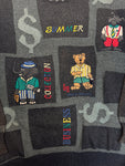 90s Carlo Colucci Strickpullover "Summer Business Collection" Dollar Monogramm Made In Germany Grau M-L