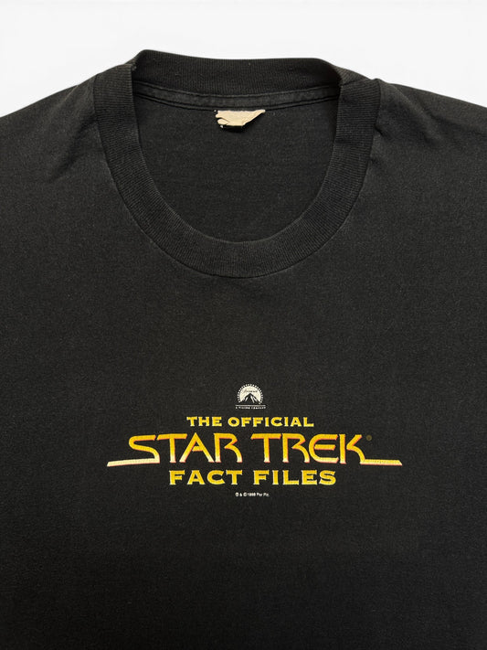 1998 Screen Stars Shirt Stark Trek "Fact Files" Single Stitch Schwarz
