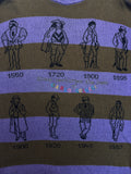 80s Carlo Colucci Strickpullover "Since centuries the best"-Fashion Timeline Made In West Germany Gestreift Braun Lila L-XL