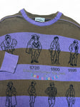80s Carlo Colucci Strickpullover "Since centuries the best"-Fashion Timeline Made In West Germany Gestreift Braun Lila L-XL