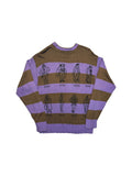 80s Carlo Colucci Strickpullover "Since centuries the best"-Fashion Timeline Made In West Germany Gestreift Braun Lila L-XL