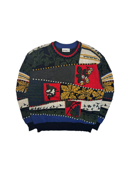 90s Carlo Colucci Strickpullover Abstract Pattern Mit Schurwolle Bunt L-XL
