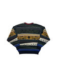 90s Carlo Colucci Strickpullover Abstract Pattern Mit Schurwolle Bunt L-XL