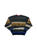 90s Carlo Colucci Strickpullover Abstract Pattern Mit Schurwolle Bunt L-XL