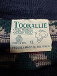 90s Toorallie Strickpullover 3D Wave Knit Merino Made In Australia Erdtöne XL