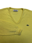 70s Lacoste By Izod Strickpullover V-Ausschnitt "Spool Tag" Made In USA Gelb XL