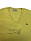 70s Lacoste By Izod Strickpullover V-Ausschnitt "Spool Tag" Made In USA Gelb XL