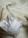 80s Hugo Boss Strickpullover 3D Knit "Money Money Rockefeller" Weiß 54 XL-XXL
