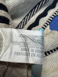 90s Carlo Colucci Strickpullover V-Ausschnitt Abstract 3D Knit Mit Leinen Made In Germany Bunt M-L