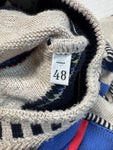 90s Carlo Colucci Strickpullover V-Ausschnitt Abstract 3D Knit Mit Leinen Made In Germany Bunt M-L