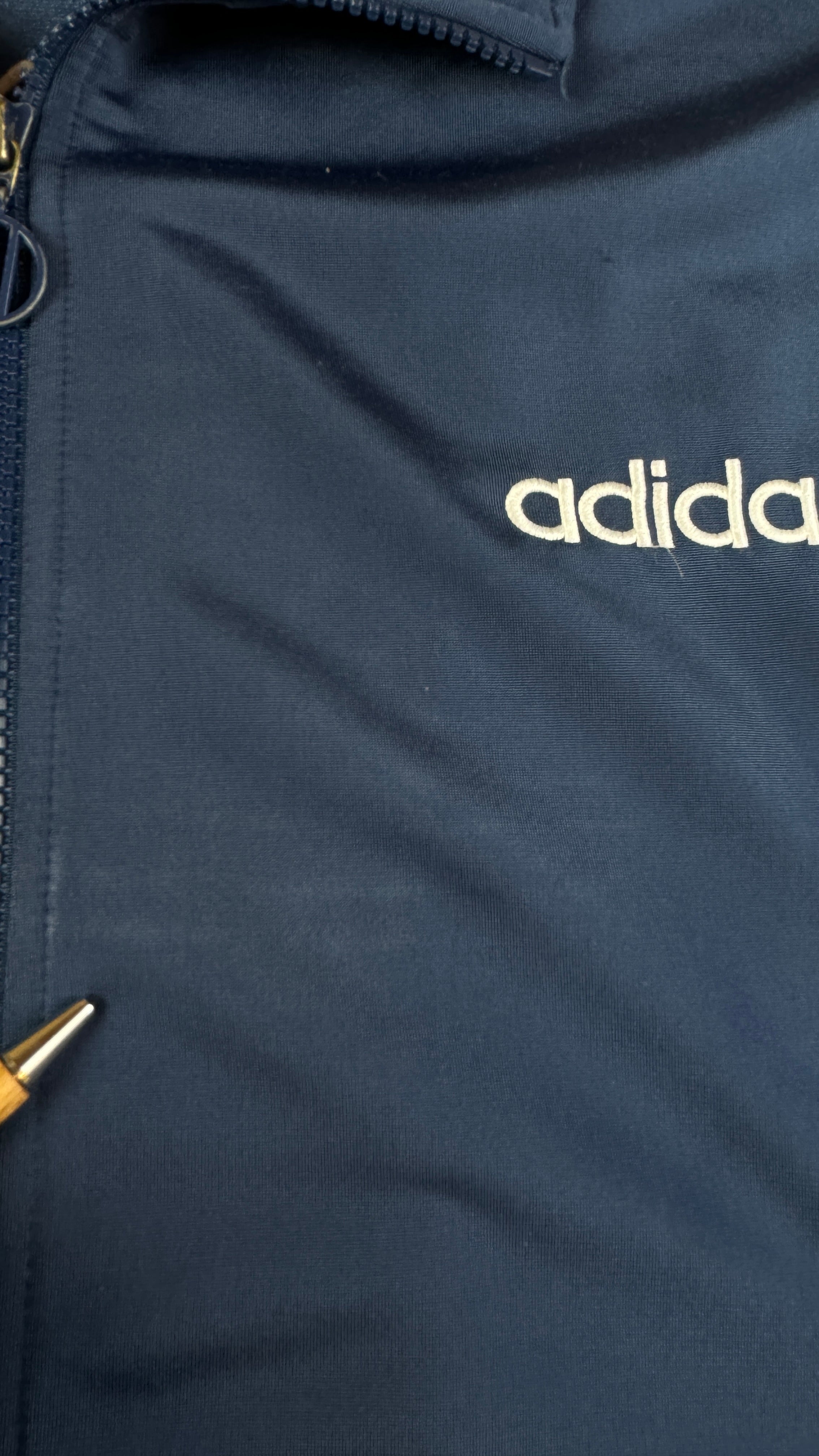 Vintage Adidas Sportjacke 90s Big Trefoil Navy Grün D7 L-XL