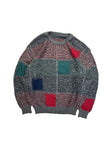 80s Carlo Colucci Strickpullover Mit Schurwolle Made In West Germany Grau Rot XL-XXL