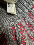 80s Carlo Colucci Strickpullover Mit Schurwolle Made In West Germany Grau Rot XL-XXL