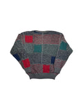 80s Carlo Colucci Strickpullover Mit Schurwolle Made In West Germany Grau Rot XL-XXL