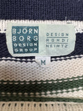 80s Björn Borg Strickpullover Gestreift Made In Hong Kong Weiß Grün M-L