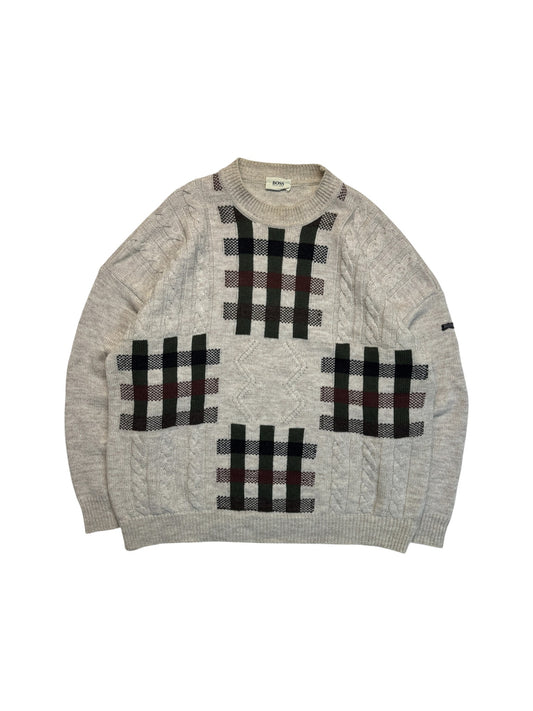 90s Hugo Boss Strickpullover Mit Schurwolle Hellbraun 56 XXL-XXXL