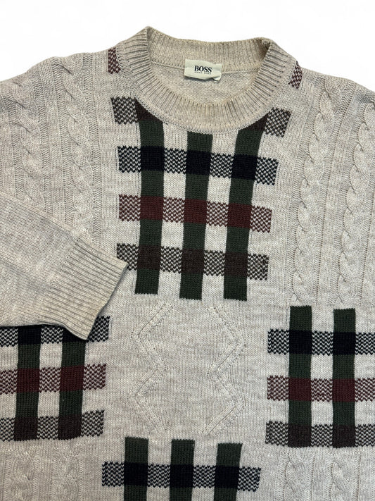 90s Hugo Boss Strickpullover Mit Schurwolle Hellbraun 56 XXL-XXXL