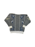 80s Carlo Colucci Strickpullover Golf Motiv Made In West Germany Grau Weiß 50 M-L