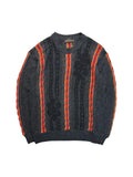 90s Carlo Colucci Strickpullover 3D Knit Merinowolle Made For Japan Rot Schwarz M-L