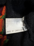 90s Carlo Colucci Strickpullover 3D Knit Merinowolle Made For Japan Rot Schwarz M-L