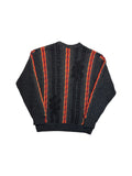 90s Carlo Colucci Strickpullover 3D Knit Merinowolle Made For Japan Rot Schwarz M-L