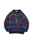80s Hugo Boss Strickpullover Mit Schurwolle Und Seide Made In Italy Lila Grün M-L